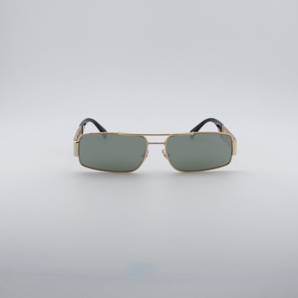 Versace VE2257 100230 Sunglasses Gold Rectangle Frame,Green Mirror Silver Lenses